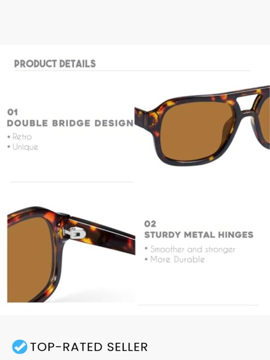 Small Narrow Square Aviator Sunglasses for Women Retro Double Bridge UV400 main image 7